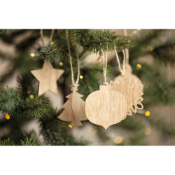 Set of wooden Xmas ornaments