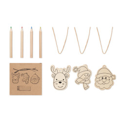 Drawing wooden ornaments set