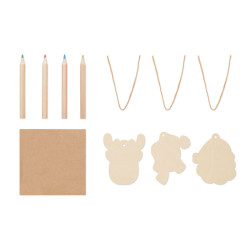 Drawing wooden ornaments set