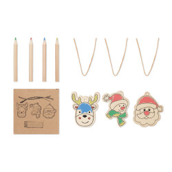 Drawing wooden ornaments set