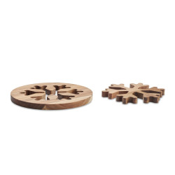 Acacia wooden pot holders set