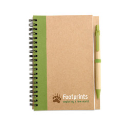 B6 recycled notebook with pen