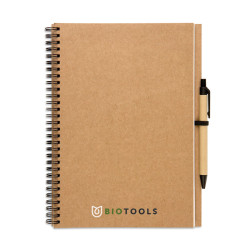 Recycled notebook with pen