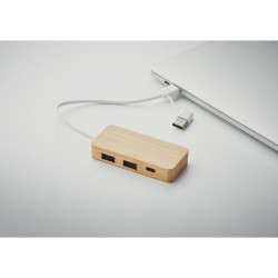 3-portowy bambusowy hub USB