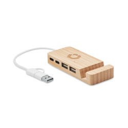 Bamboo USB 4 ports hub