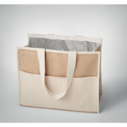 Jute and canvas cooler bag