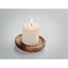 Candle on round wooden base