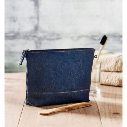 Recycled denim cosmetic pouch