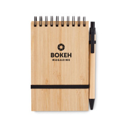 A6 bamboo notepad with pen