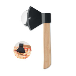 Pizza cutter bamboo handle