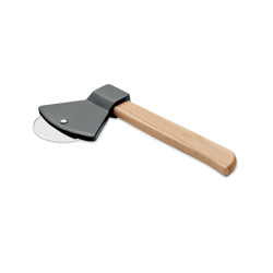 Pizza cutter bamboo handle