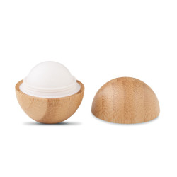 Lip balm in round bamboo case