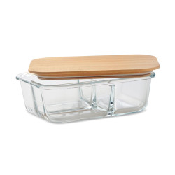 Glass lunch box with bamboo lid