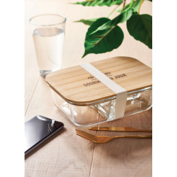 Glass lunch box with bamboo lid