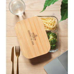 Glass lunch box with bamboo lid