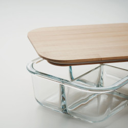 Glass lunch box with bamboo lid