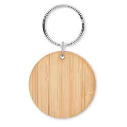 Round bamboo key ring