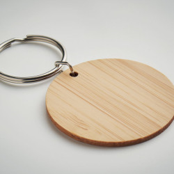 Round bamboo key ring