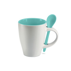 Bicolour mug with spoon 250 ml