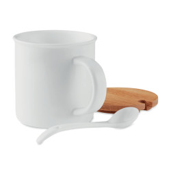 Porcelanowy kubek z łyżeczką