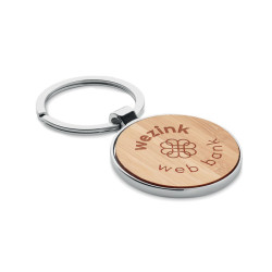 Round key ring metal bamboo