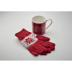 Winter gift mug and gloves set