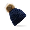 Faux Fur Pop Pom Chunky Beanie