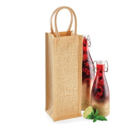 Shimmer Jute Bottle Bag