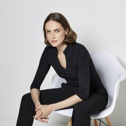 Regular Fit Mandarin Collar Top 3/4 Sleeve