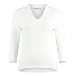 Regular Fit Mandarin Collar Top 3/4 Sleeve