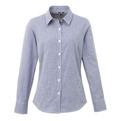 Women´s Microcheck (Gingham) Long Sleeve Cotton Shirt