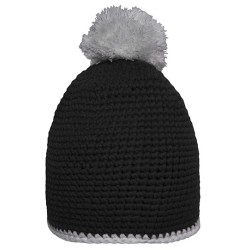 Pompon Hat With Contrast Stripe