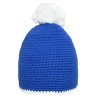 Pompon Hat With Contrast Stripe