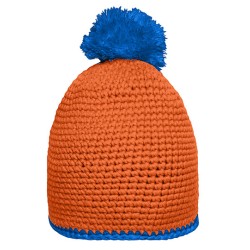 Pompon Hat With Contrast Stripe