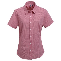 Women´s Microcheck (Gingham) Short Sleeve Cotton Shirt