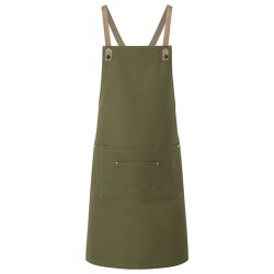 Bib Apron Urban-Nature With Cross Straps And Big Pocket